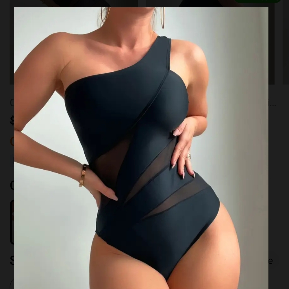 One-Shoulder Black Swimsuit